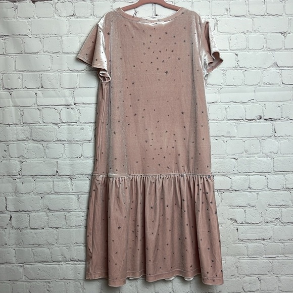 GAP Kids Blush Velour Dress with Silver Shiny Stars - Picture 5 of 9